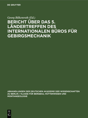 cover image of Bericht über das 5. Ländertreffen des Internationalen Büros für Gebirgsmechanik